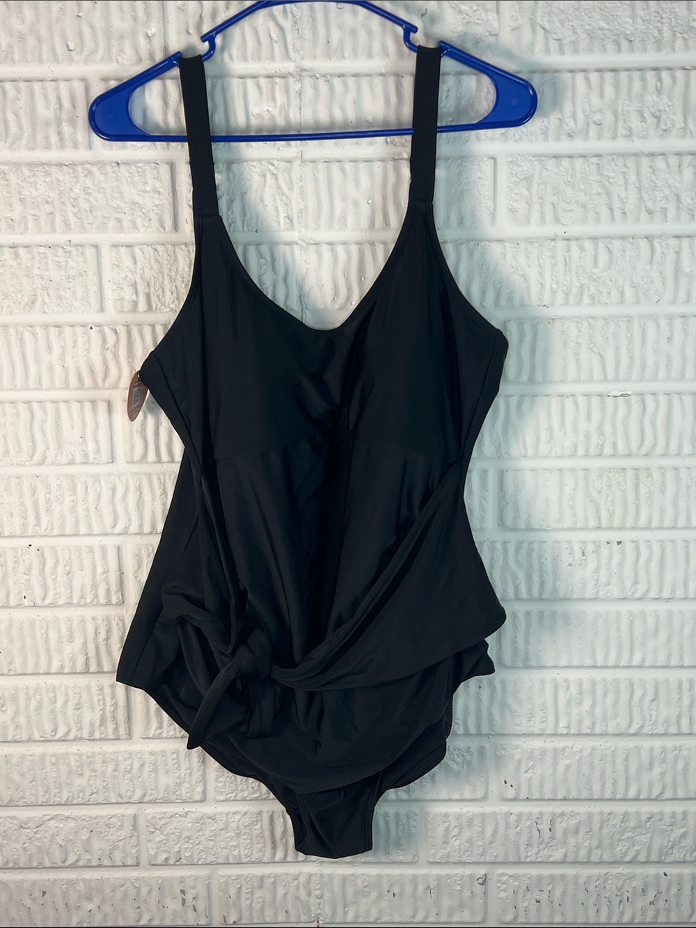Shapermint Black Draped One-Piece Swimsuit NWT